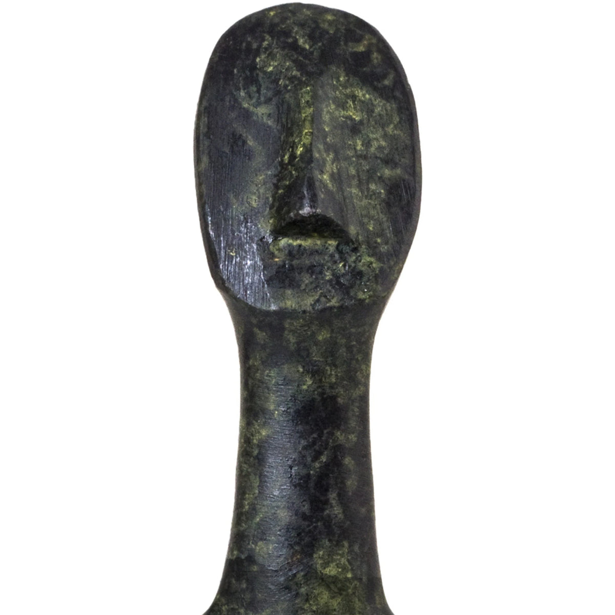 Slender Cycladic Bust – Bronze Sculpture – 14 cm – Dark Green
