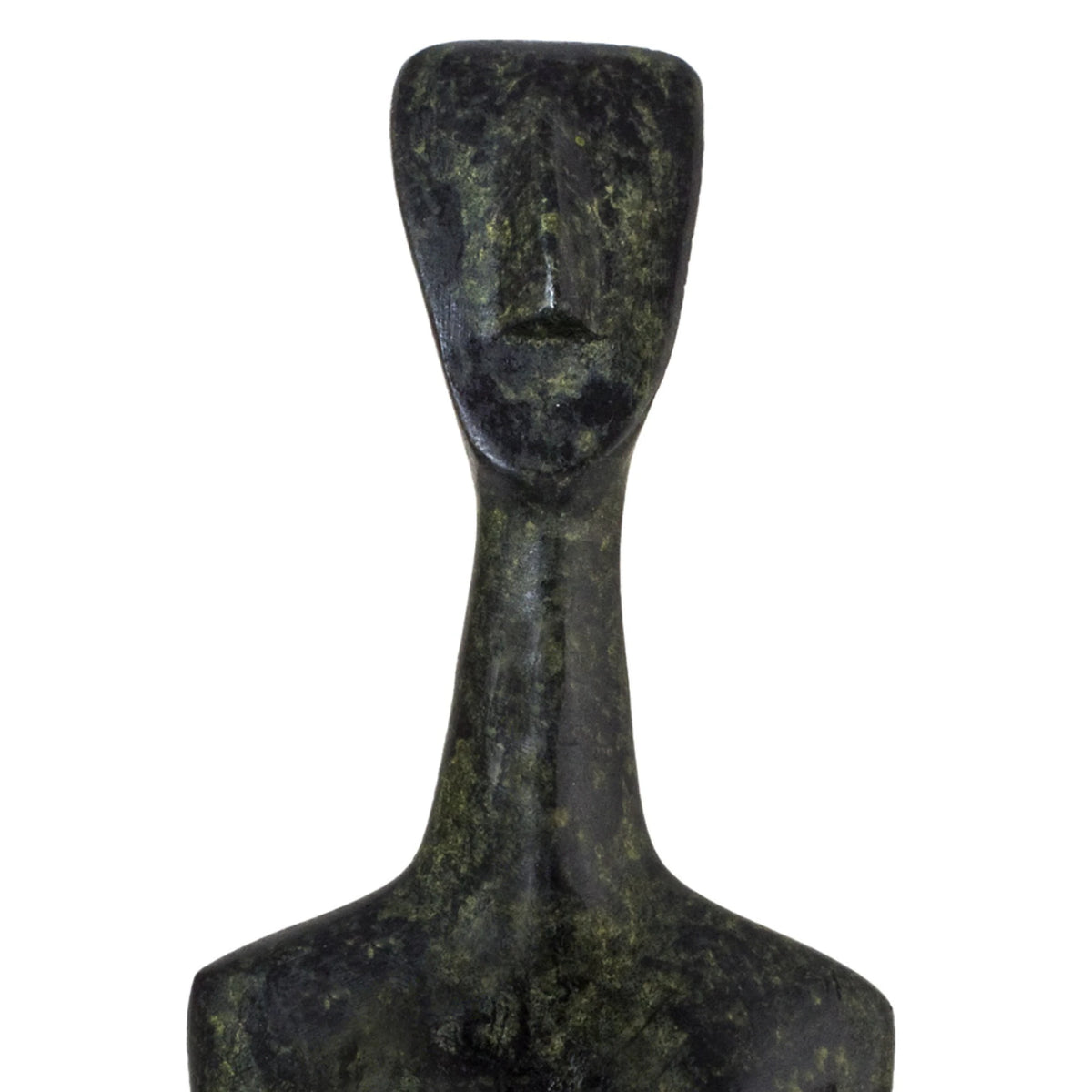 Male Cycladic Bust with Folded Arms – 10 cm – Dark Green