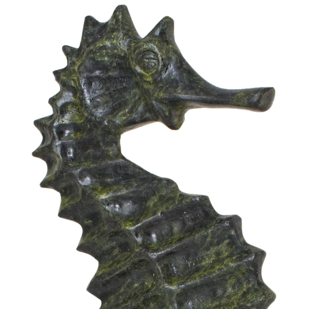 Mythological Hippocampus – Bronze Sculpture – 25 cm – Dark Green
