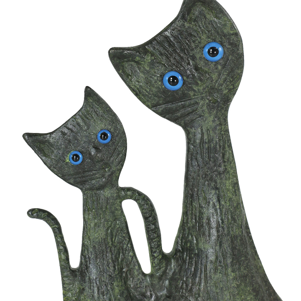 Two Cats – Bronze Sculpture – 8 cm – Dark Green