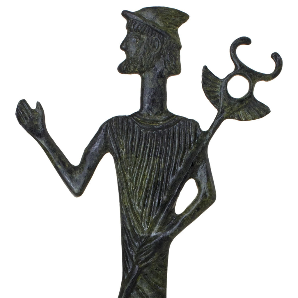 Hermes, Messenger of the Gods – Sculpture – 40 cm – Dark Green