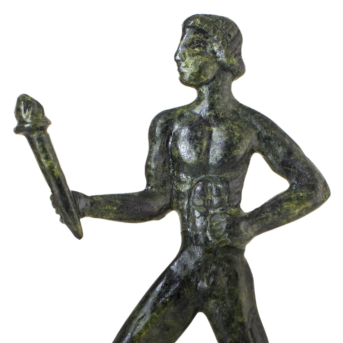 Ancient Olympic Torchbearer – Bronze Sculpture – 17 cm – Dark Green