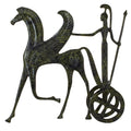 Athena in a Chariot with Pegasus – Bronze Sculpture – 21 cm – Dark Green