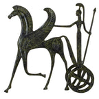 Athena in a Chariot with Pegasus – Bronze Sculpture – 30 cm – Dark Green