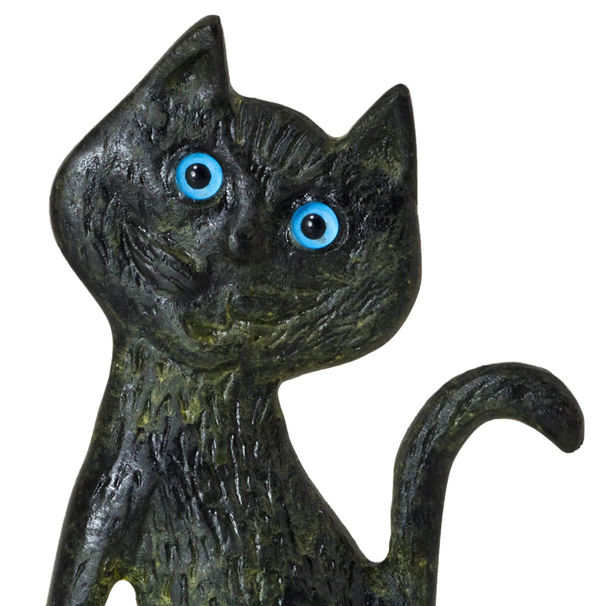 Standing Cat – Bronze Sculpture – 8 cm – Dark Green