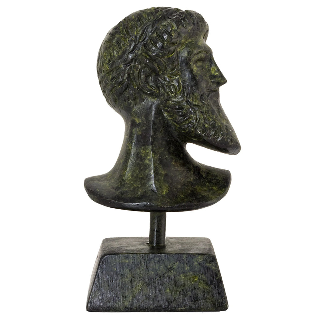 Bust of Poseidon – Bronze Sculpture – 9 cm – Dark Green