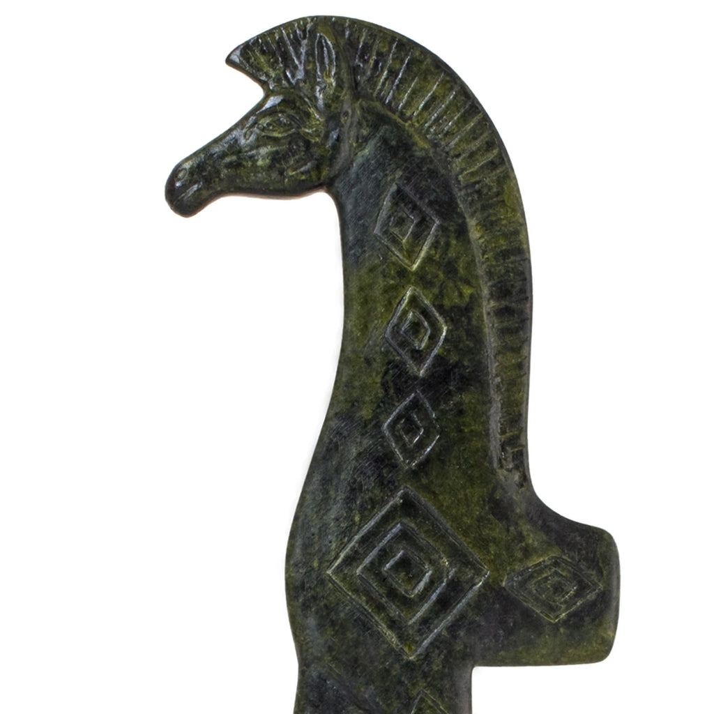 Geometric Half-Horse – Bronze Sculpture – 11 cm – Dark Green