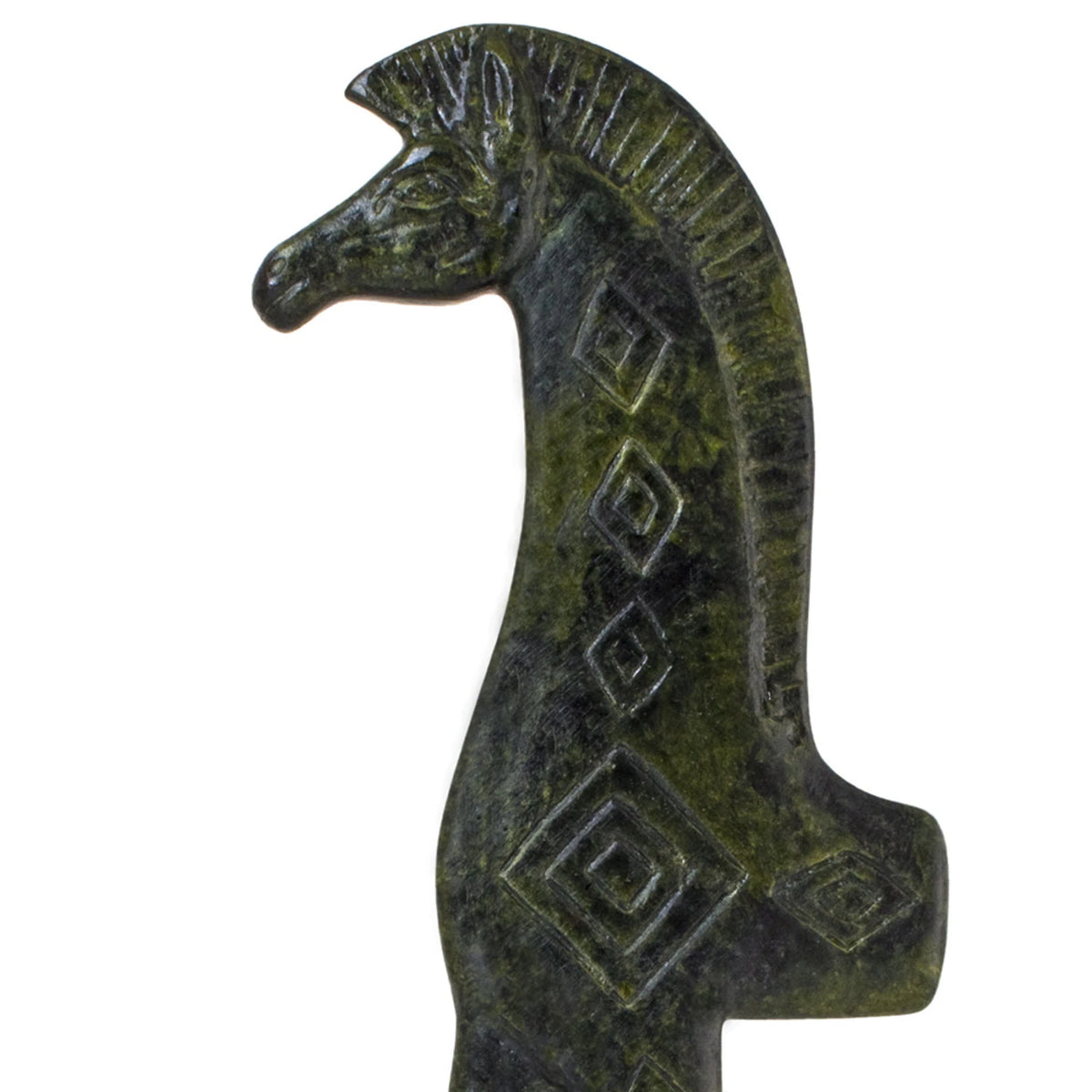 Geometric Half-Horse – Bronze Sculpture – 19 cm – Dark Green