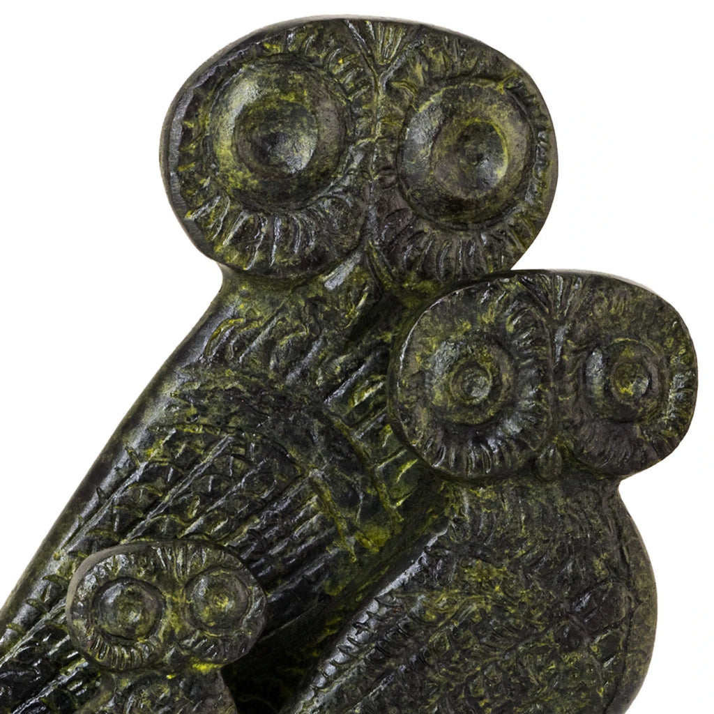 Three Owls – Bronze Sculpture – 10 cm – Dark Green