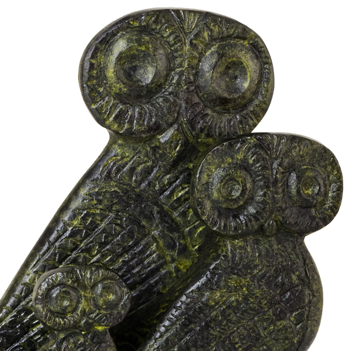 Three Owls – Bronze Sculpture – 10 cm – Dark Green