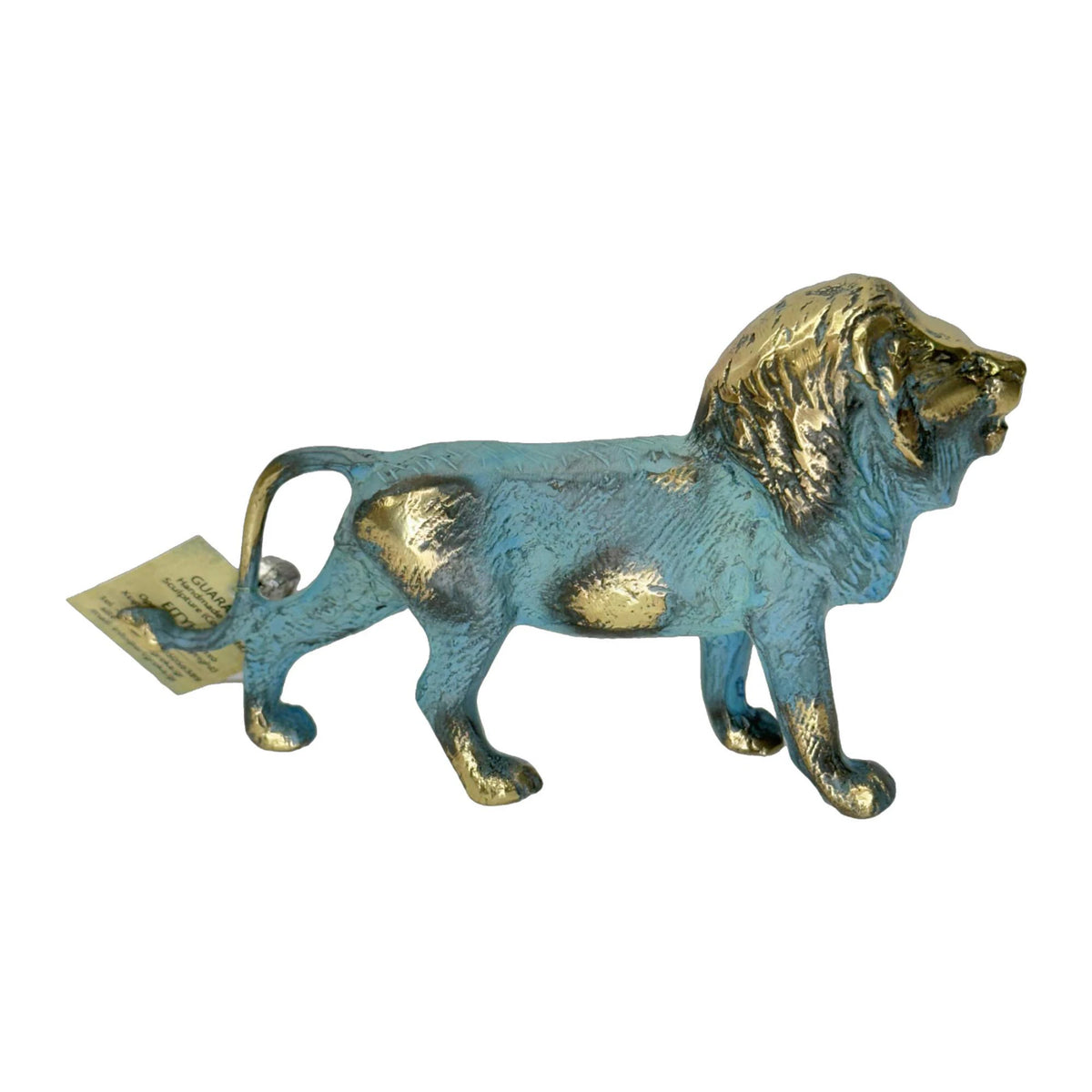 Lion – Bronze Sculpture – 4 cm – Blue & Gold