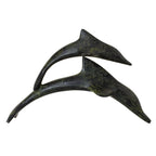 Two Playful Dolphins – Bronze Sculpture – 12 cm – Dark Green