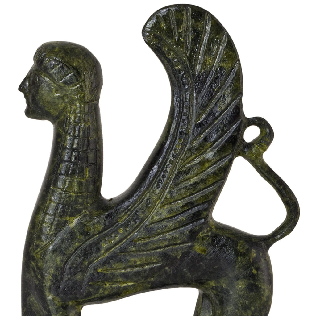 Sphinx of Delphi – Bronze Sculpture – 10 cm – Dark Green