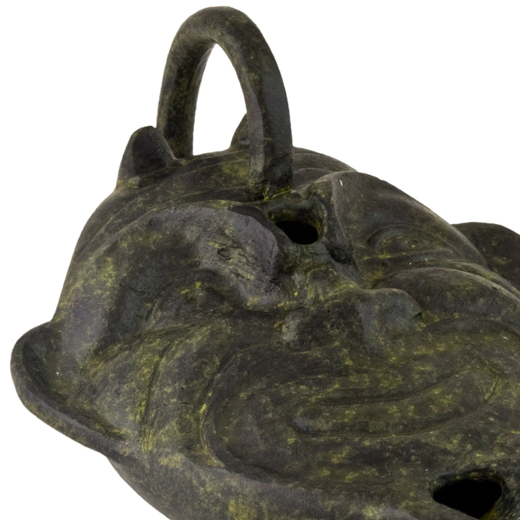 Bronze Oil Lamp with Satyr – 6 cm – Dark Green