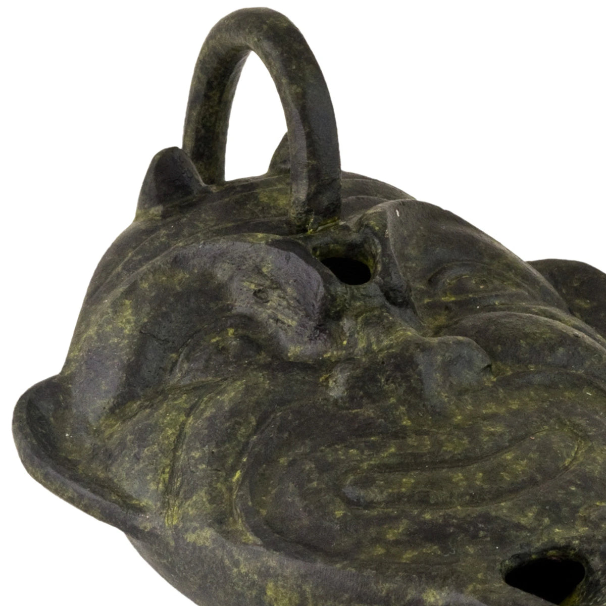 Bronze Oil Lamp with Satyr – 6 cm – Dark Green
