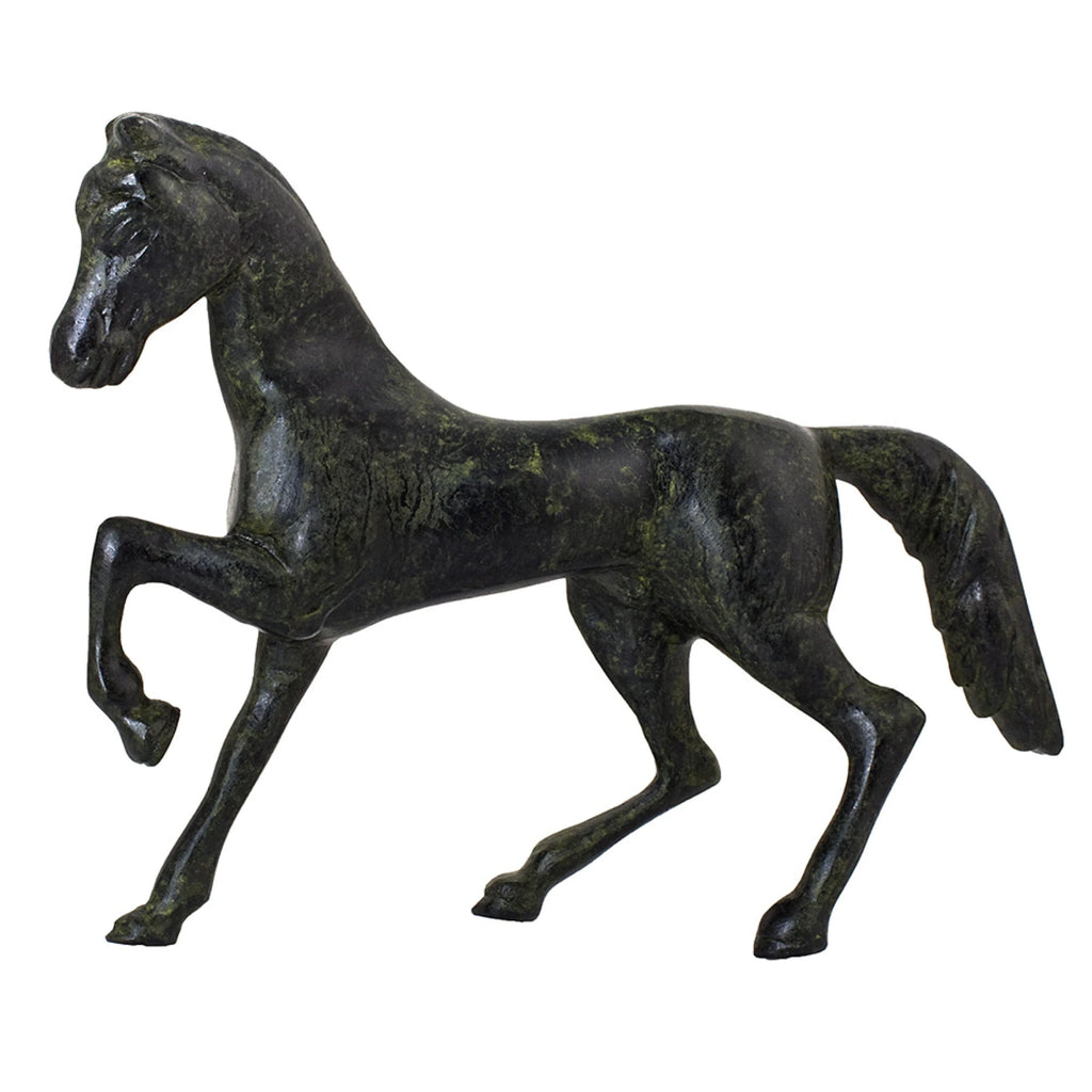 Standing Horse – Bronze Sculpture – 15 cm – Dark Green