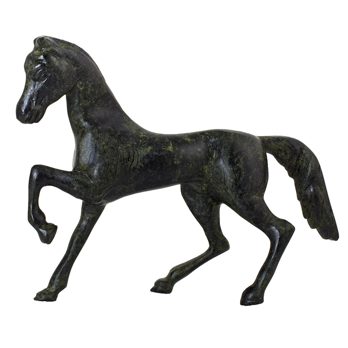 Standing Horse – Bronze Sculpture – 15 cm – Dark Green