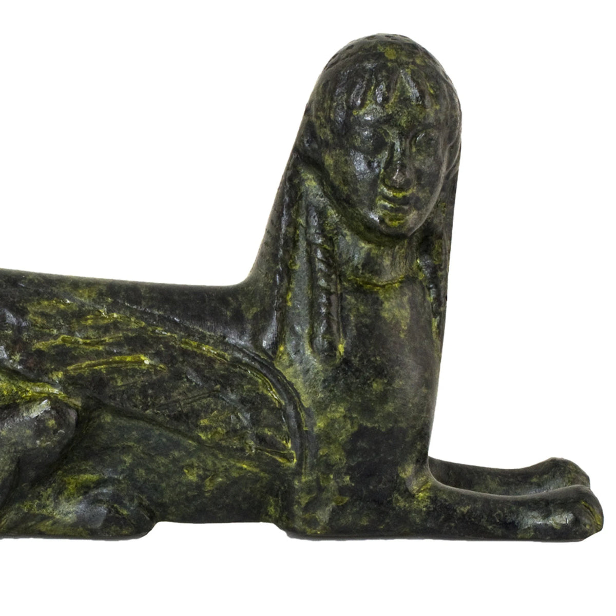 Reclining Sphinx of Olympia – Sculpture – 7 cm – Dark Green