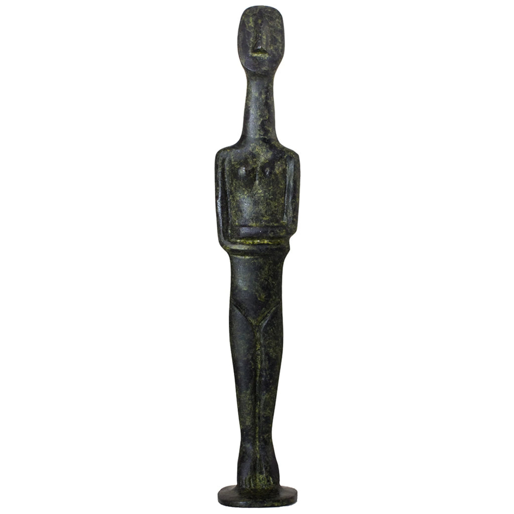 Slender Cycladic Figurine – Bronze Sculpture – 20 cm – Dark Green
