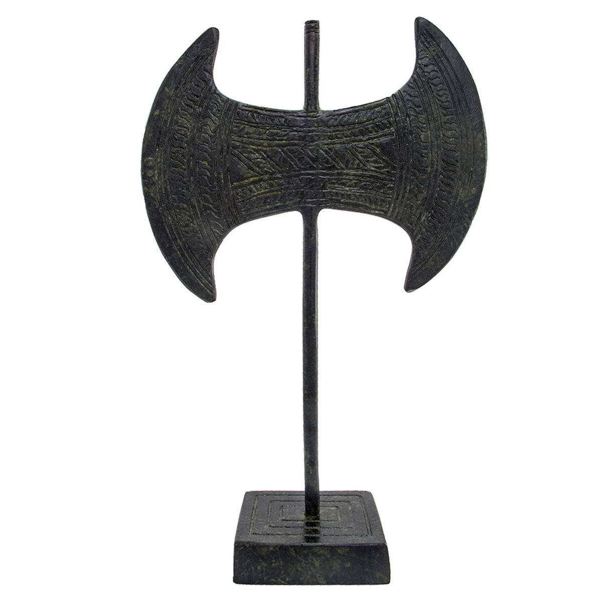 Minoan Double Axe – Decorative Sculpture – 24 cm – Dark Green