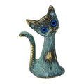 Cat without Base – Bronze Sculpture – 7 cm – Blue & Gold