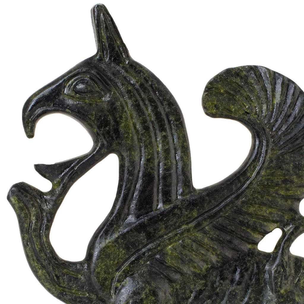 Griffin with Lion's Body – Bronze Sculpture – 15 cm – Dark Green