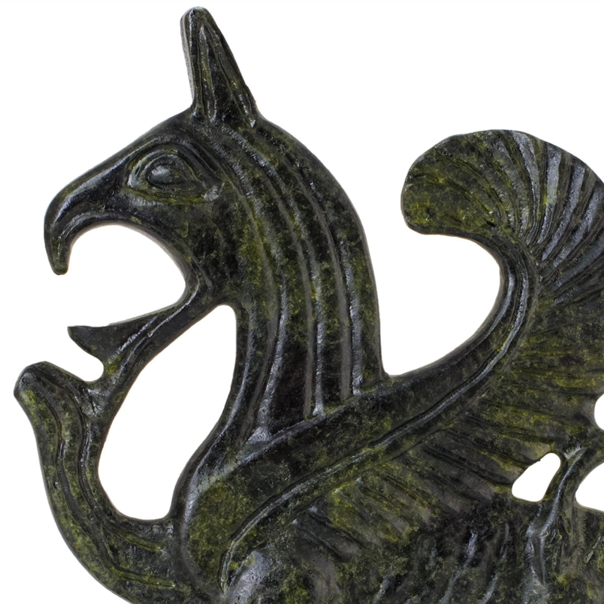 Griffin with Lion's Body – Bronze Sculpture – 15 cm – Dark Green