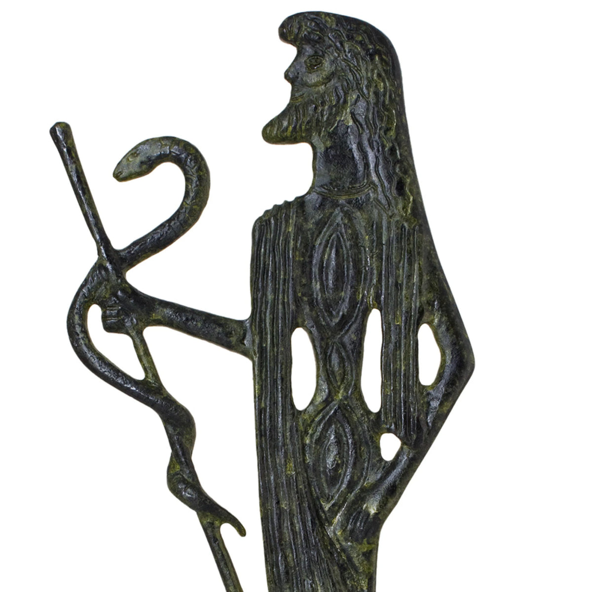 Asclepius, God of Medicine – Sculpture – 23 cm – Dark Green