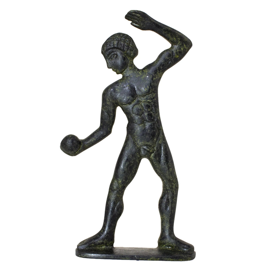 Ancient Olympic Shot-Putter – Solid Sculpture – 18 cm – Dark Green