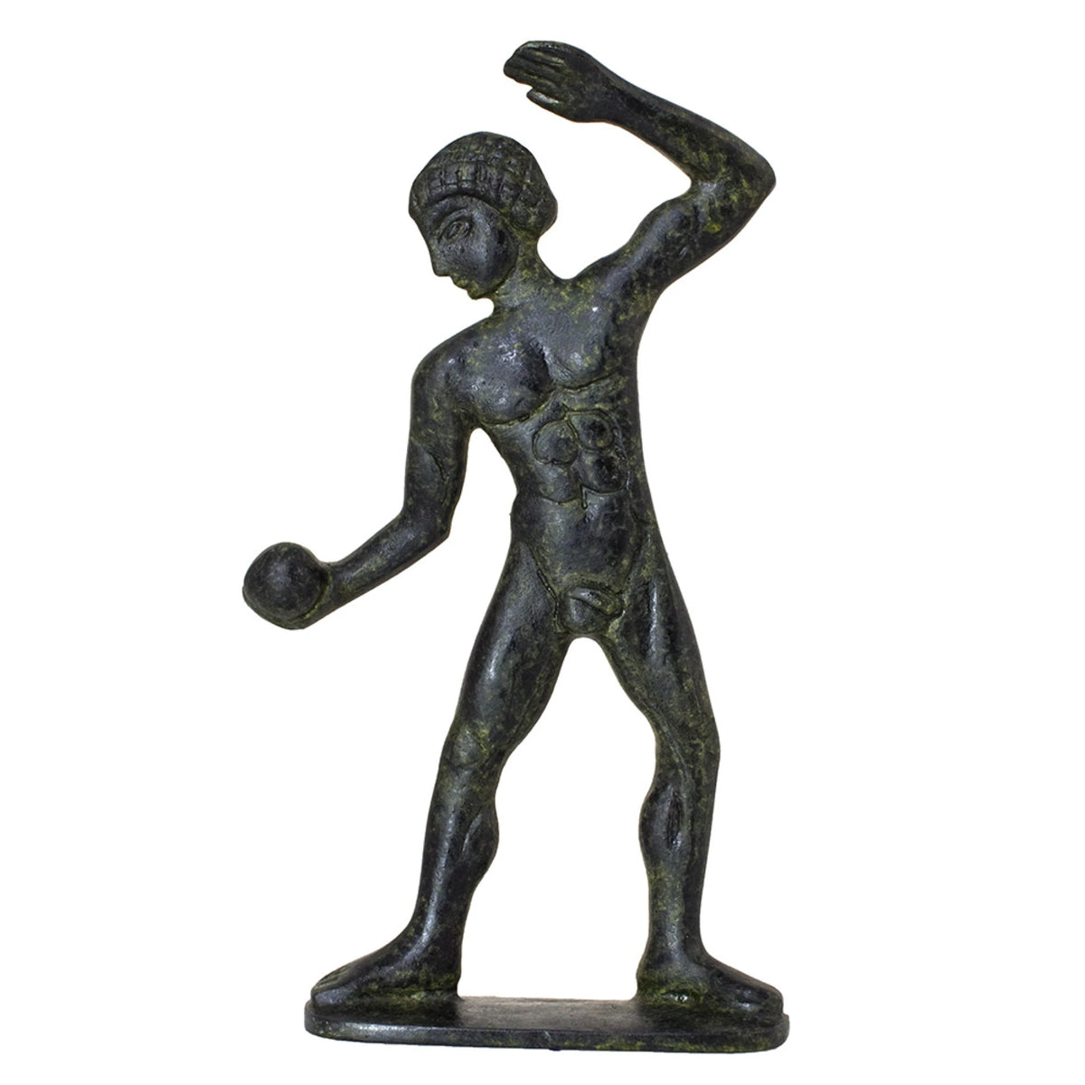 Ancient Olympic Shot-Putter – Solid Sculpture – 18 cm – Dark Green