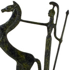 Athena in a Chariot with a Rearing Horse – Sculpture – 19 cm – Dark Green