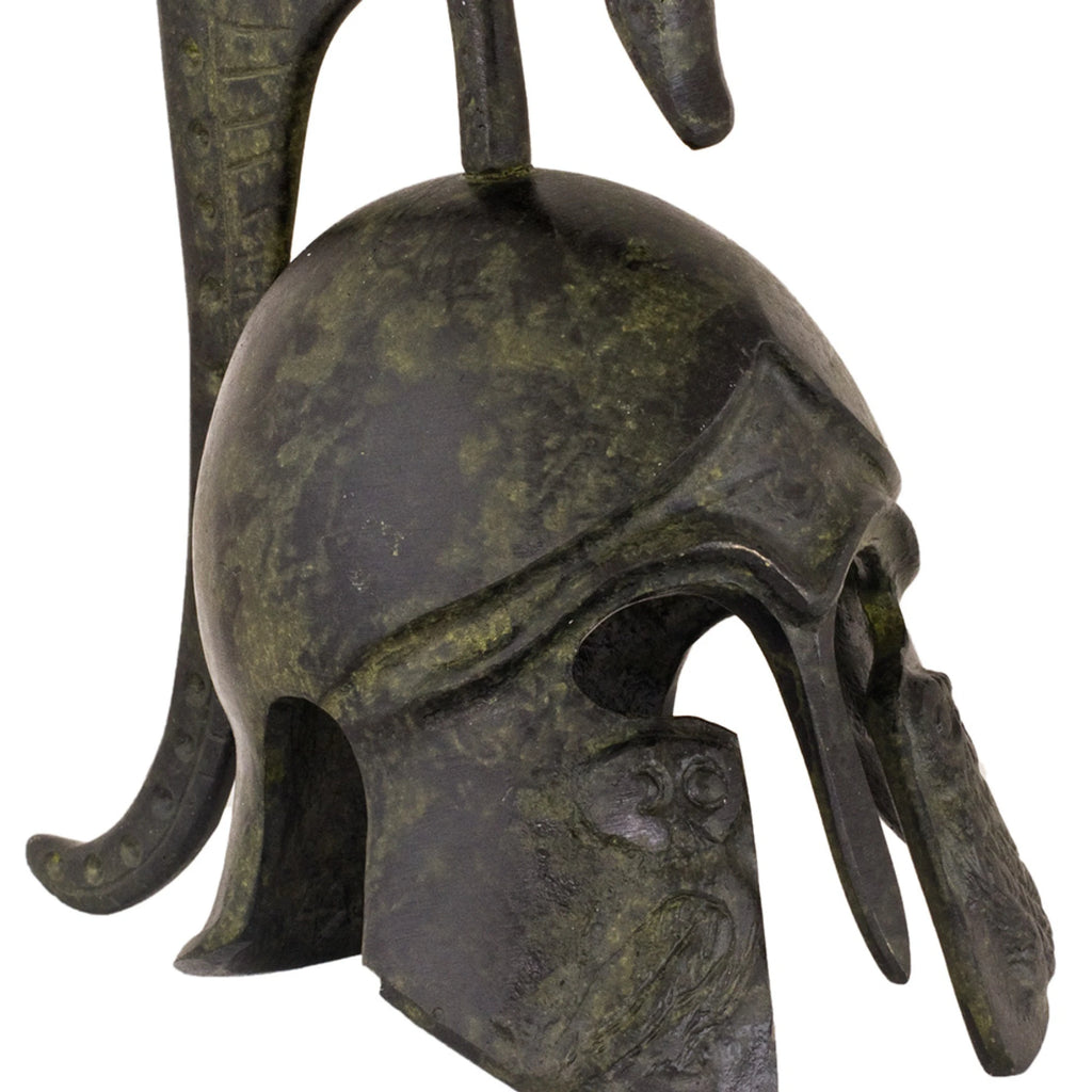 Studded Corinthian Helmet with Owl and Tall Crest – 16 cm – Dark Green