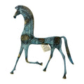 Mycenaean Geometric Horse – Bronze Sculpture – 25 cm – Blue & Gold