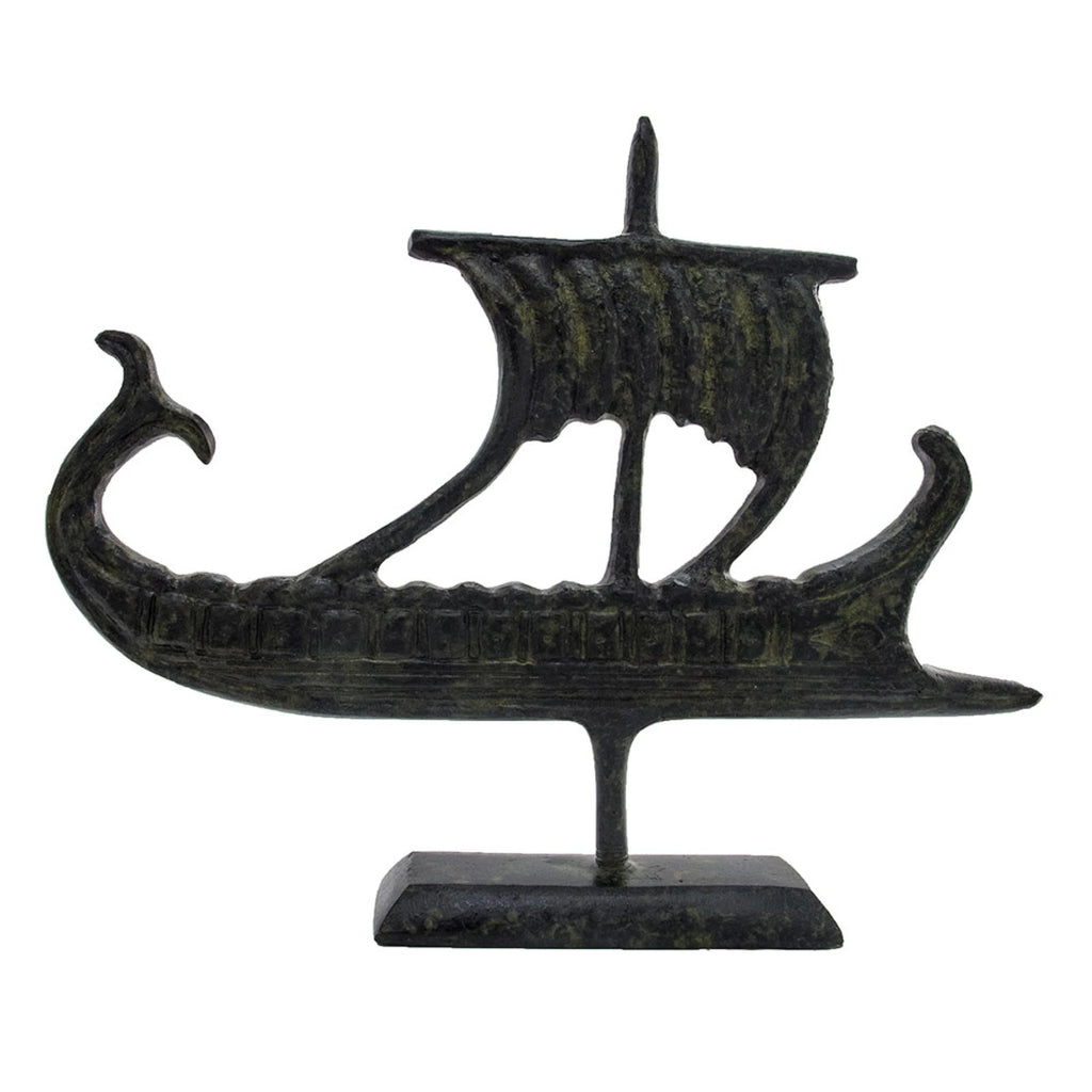 Ancient Greek Trireme – Flat Sculpture – 18 cm – Dark Green