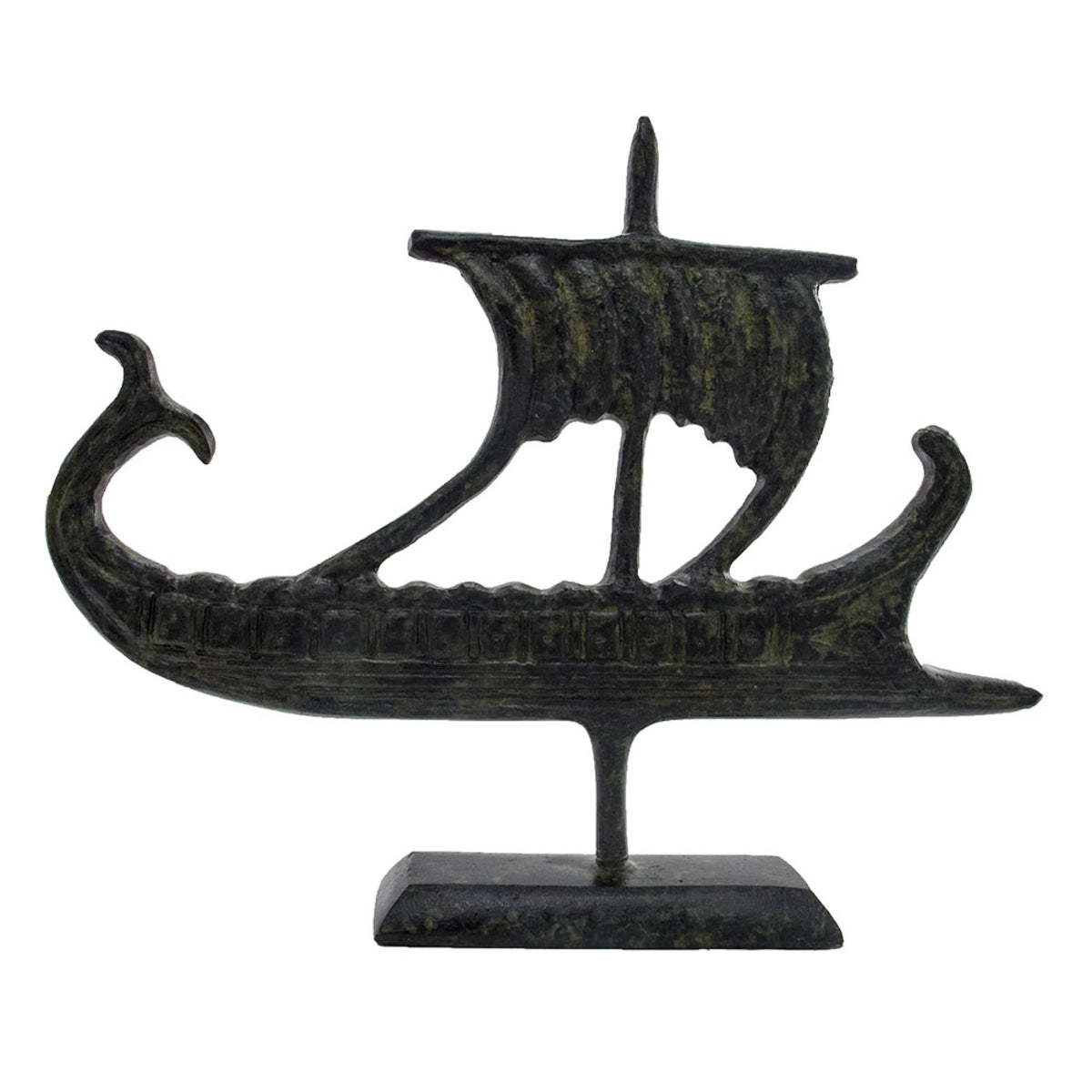 Ancient Greek Trireme – Flat Sculpture – 18 cm – Dark Green