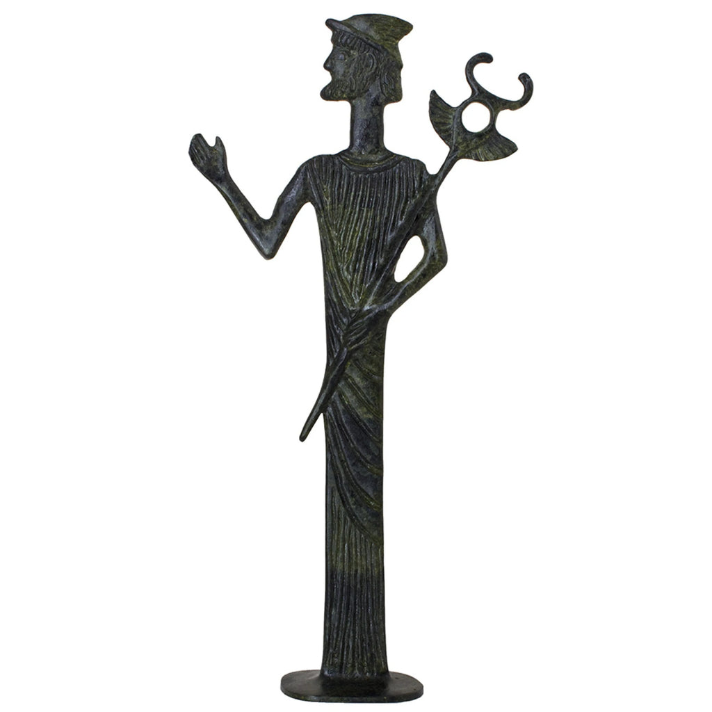 Hermes, Messenger of the Gods – Sculpture – 40 cm – Dark Green