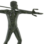 Poseidon with Raised Trident – Solid Sculpture – 14 cm – Dark Green