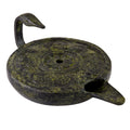 Ancient Greek Oil Lamp – Bronze Sculpture – 8 cm – Dark Green