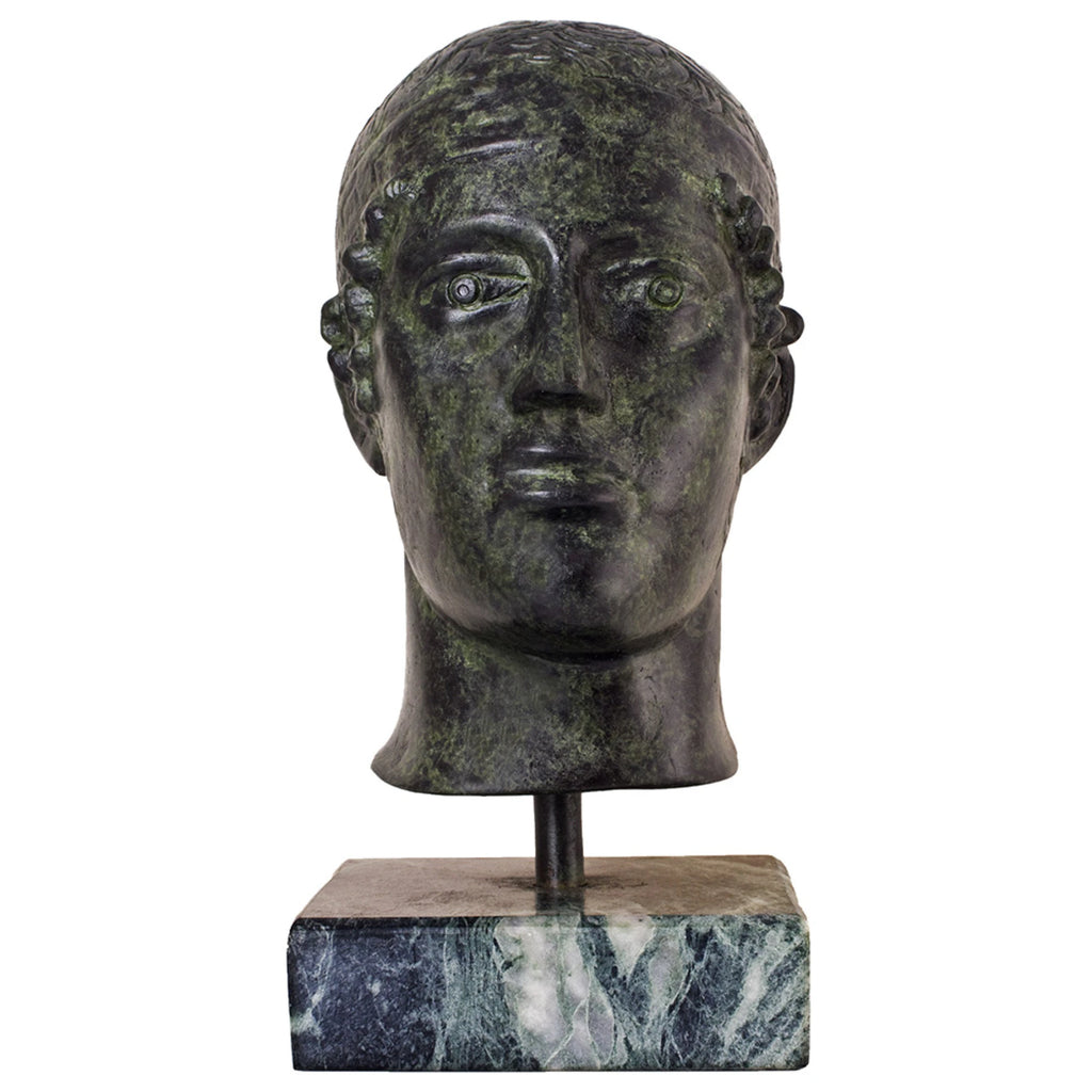 Bust of the Charioteer of Delphi – 18 cm – Dark Green