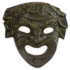 Athenian Comedy Mask – Bronze Sculpture – 15 cm – Dark Green