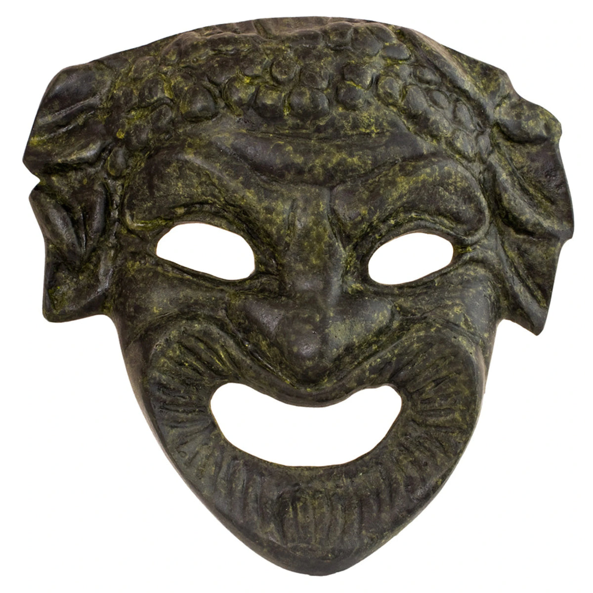 Athenian Comedy Mask – Bronze Sculpture – 15 cm – Dark Green