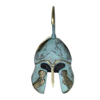 Studded Corinthian Helmet with Owl and Short Crest – 14 cm – Blue & Gold
