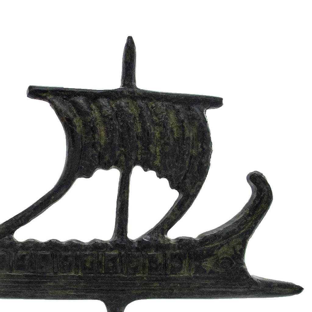 Ancient Greek Trireme – Flat Sculpture – 18 cm – Dark Green