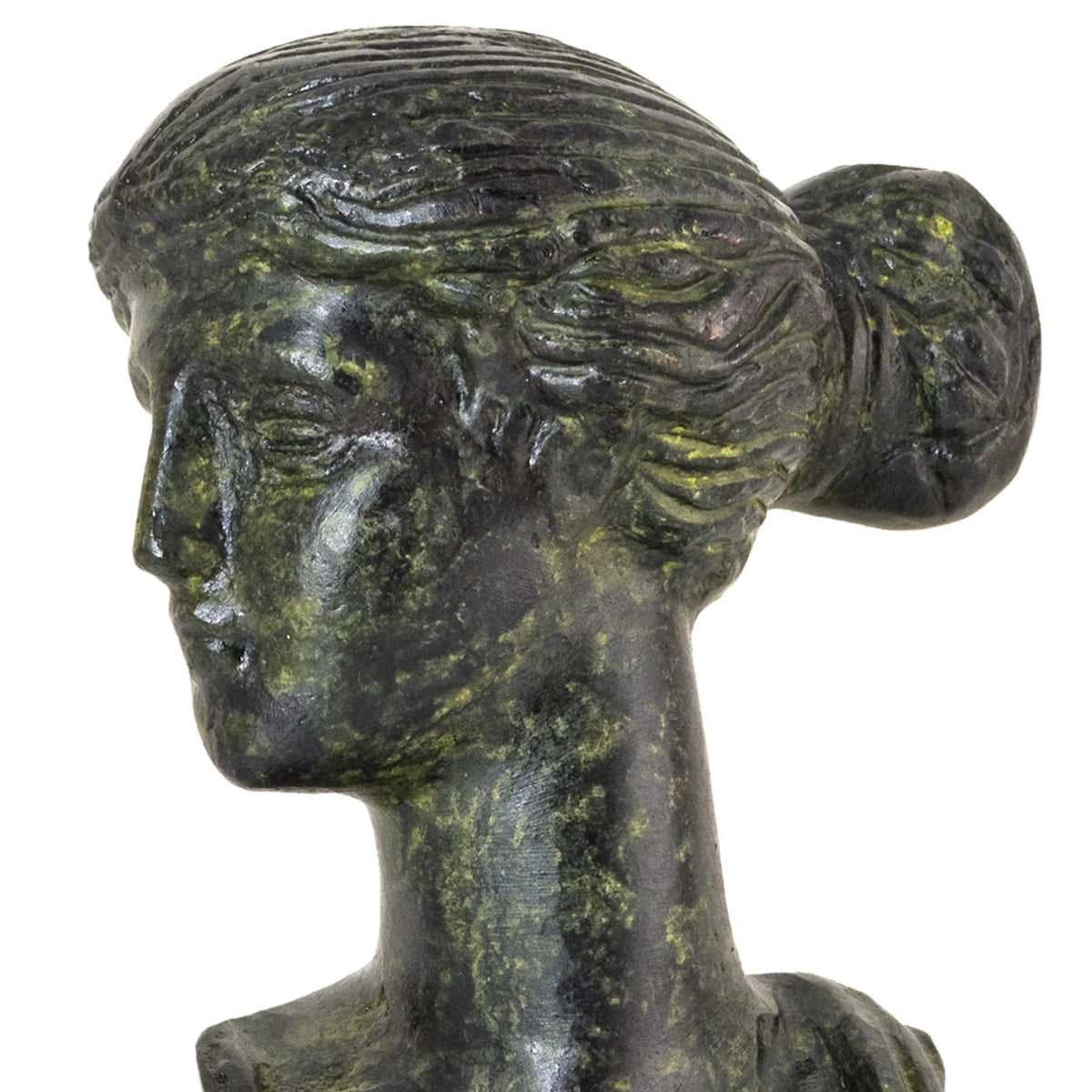 Bust of Artemis – Bronze Sculpture – 9 cm – Dark Green