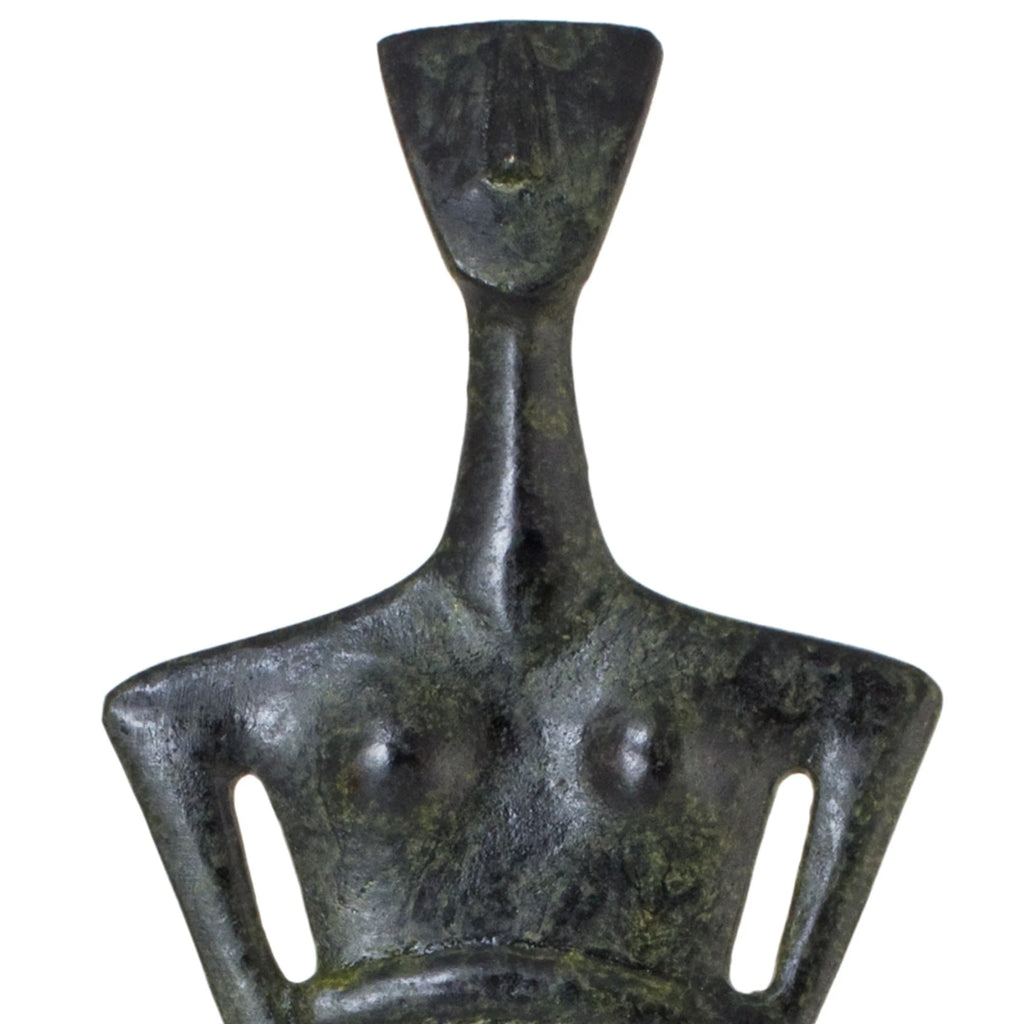 Triangular Cycladic Figurine – Bronze Sculpture – 26 cm – Dark Green