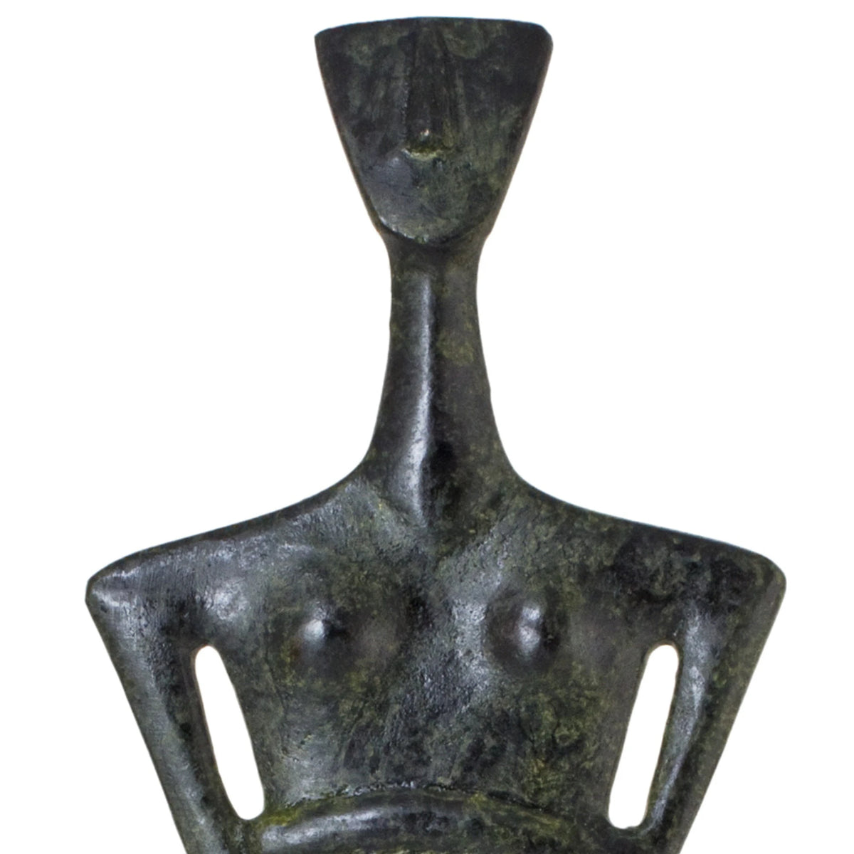 Triangular Cycladic Figurine – Bronze Sculpture – 26 cm – Dark Green