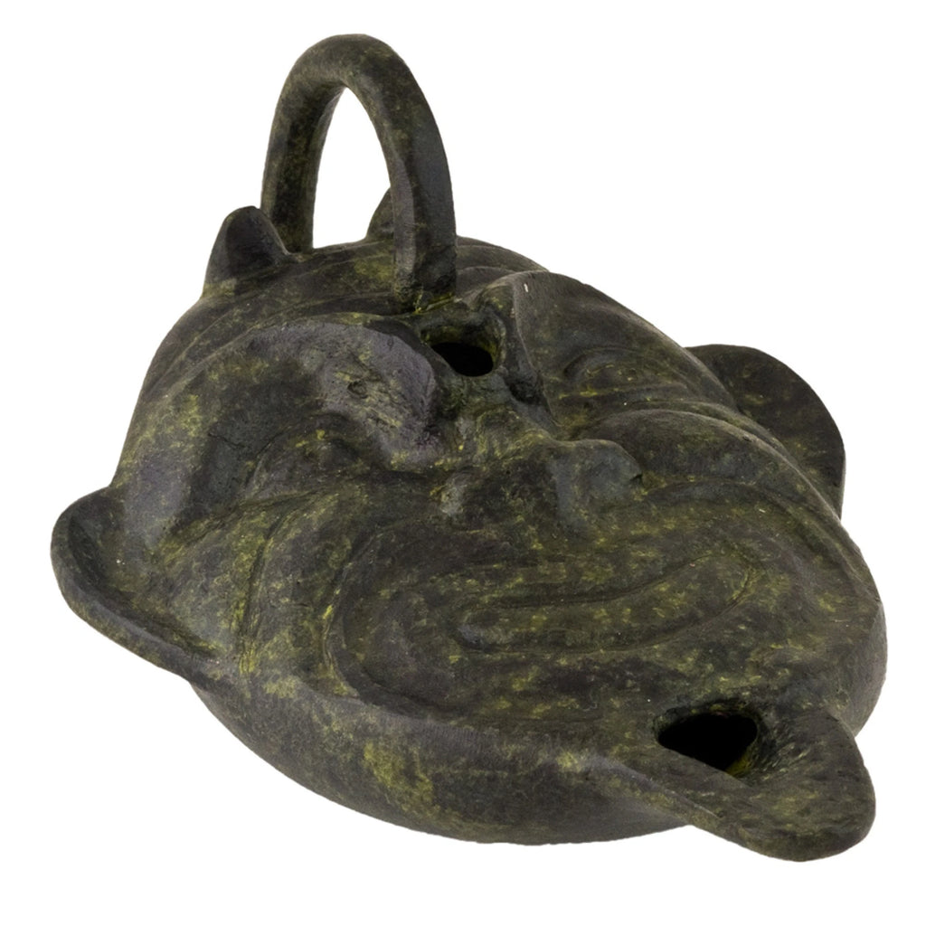 Bronze Oil Lamp with Satyr – 6 cm – Dark Green