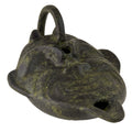 Bronze Oil Lamp with Satyr – 6 cm – Dark Green