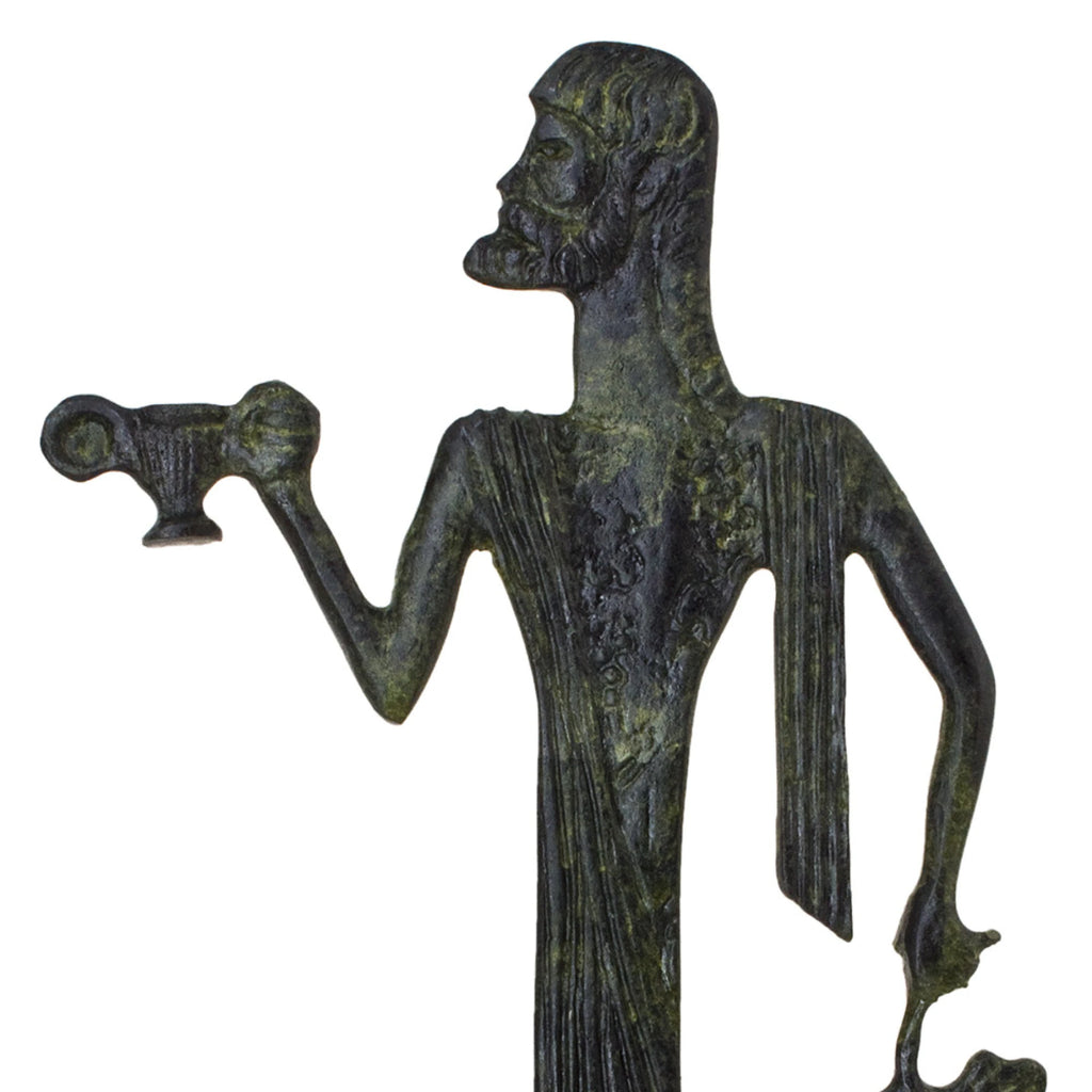 Dionysus with Wine and Grapes – Sculpture – 23 cm – Dark Green