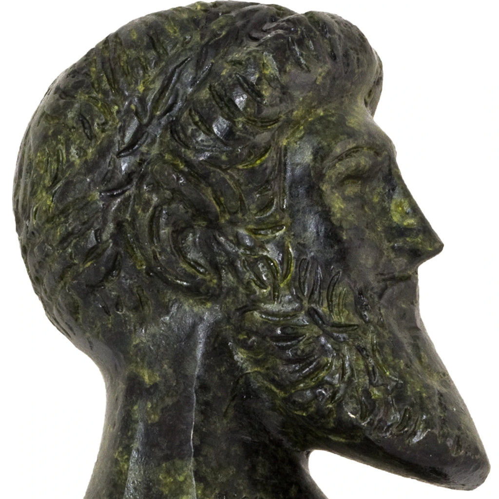 Bust of Poseidon – Bronze Sculpture – 9 cm – Dark Green
